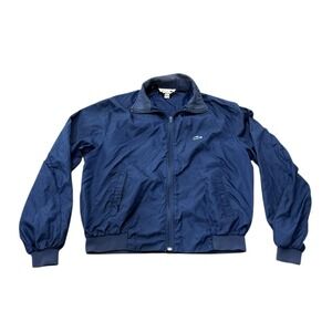 Vintage Izod Lacoste Mens Golf Windbreaker Jacket 80s Large Blue Full Zip Light